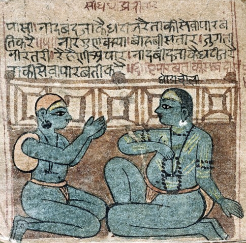 Two seated Nath yogis in conversation