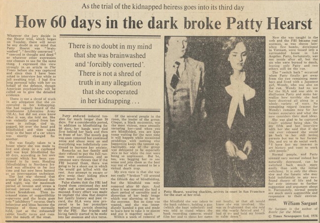 A newspaper article about Patty Hearst.