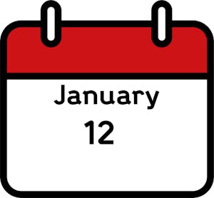 Calendar showing the date January 12.
