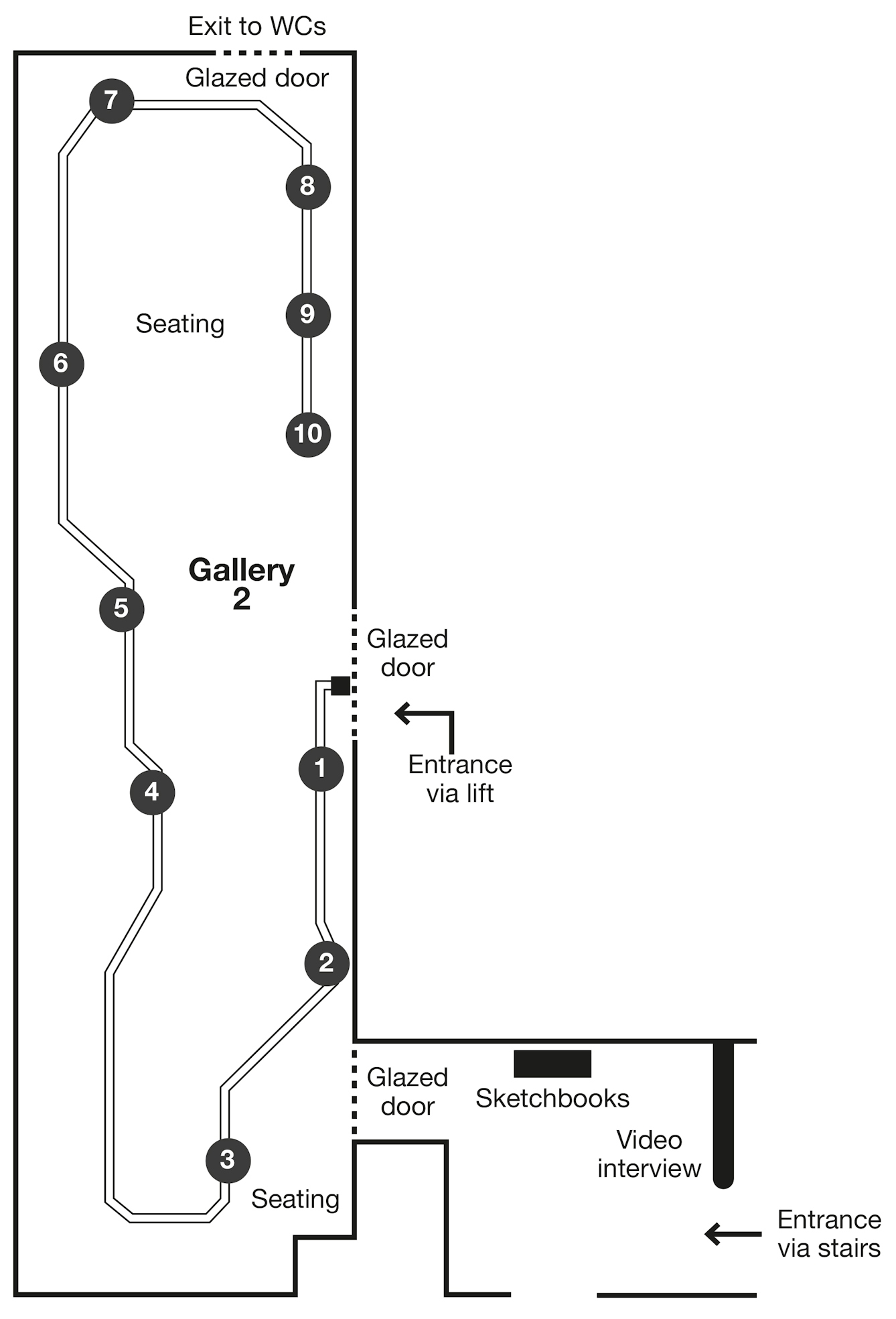 A map of Gallery 2 in Wellcome Collection.