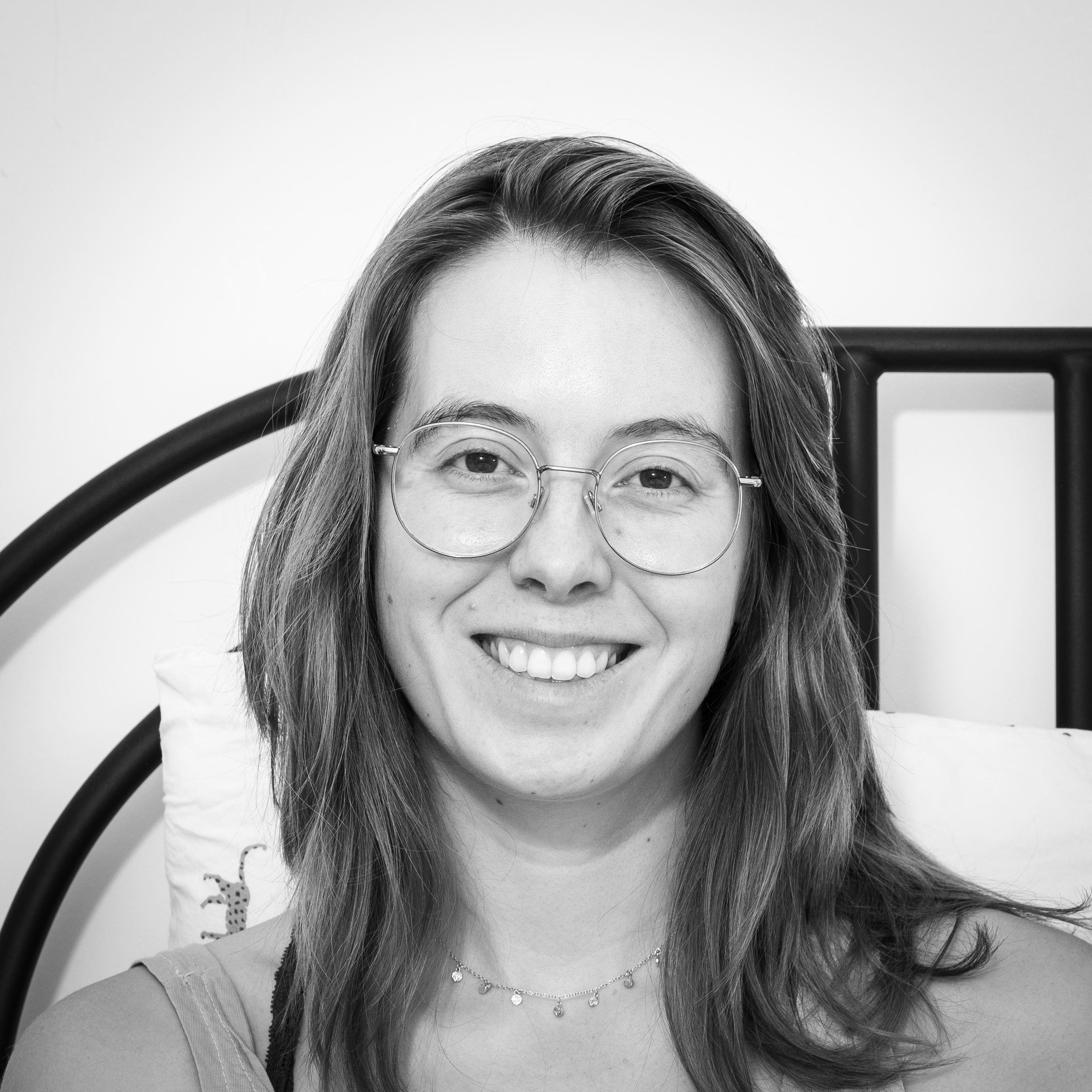 Black and white, head and shoulders photograph of Elspeth Wilson.