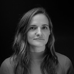 Black and white photograph of Claire Horn