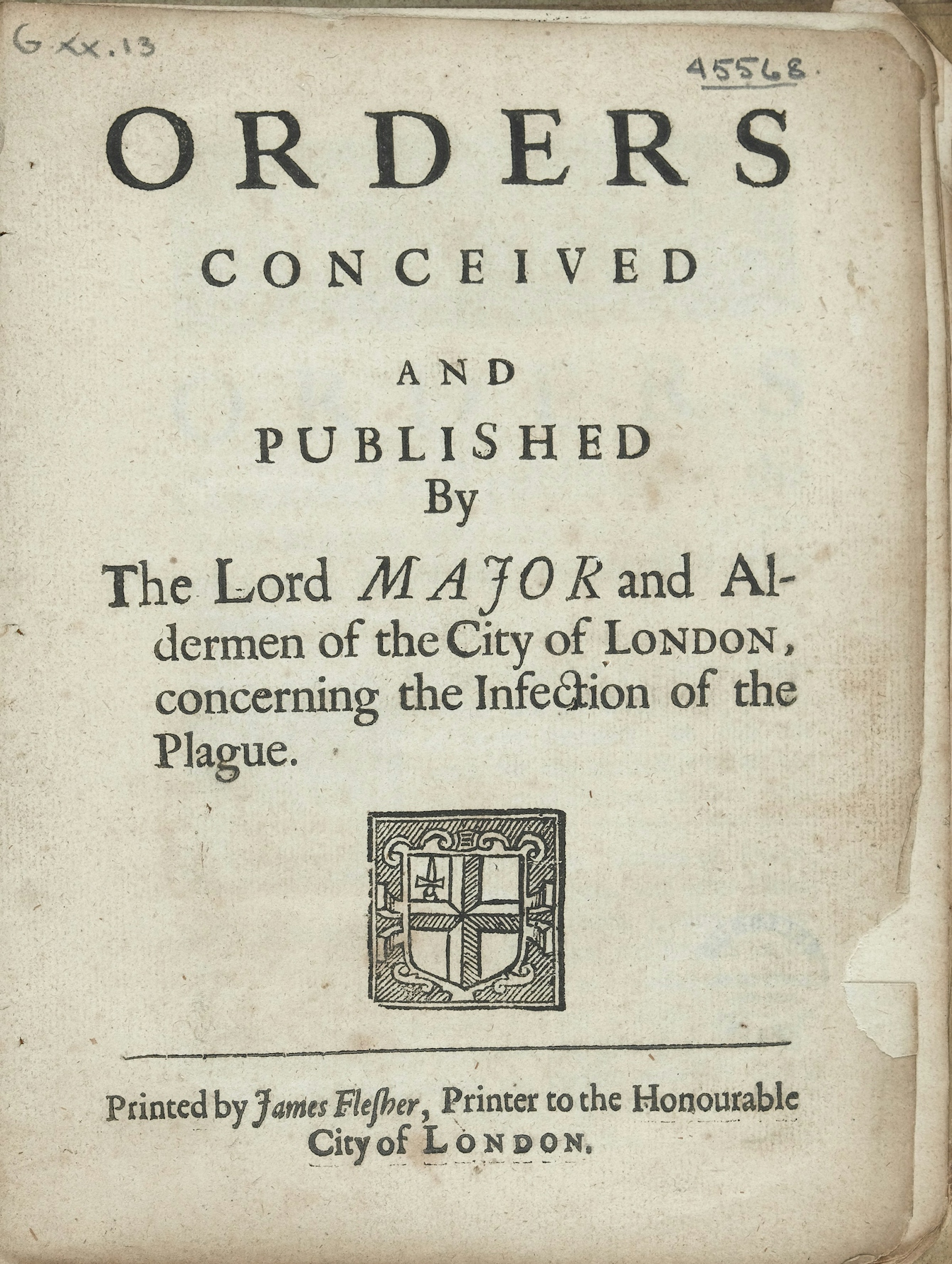 Orders conceived and published concerning the infection of the plague, 1665