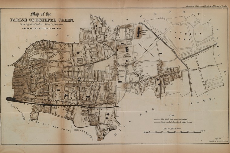 Image of old ink map on sepia paper.