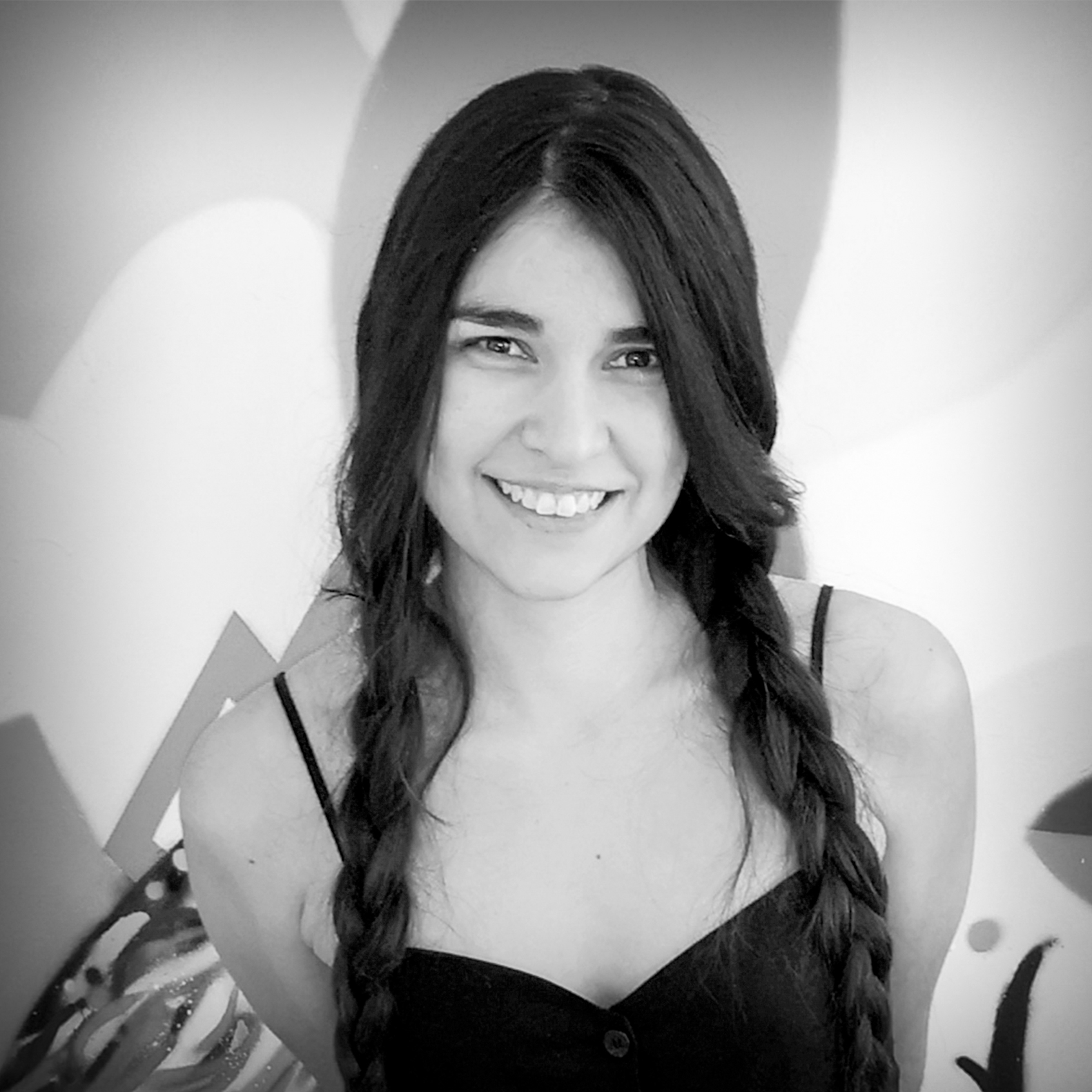 Black and white, head and shoulders portrait of Vane MG.