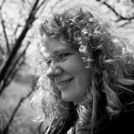 Black and white photograph of larp designer Nina Essendrop