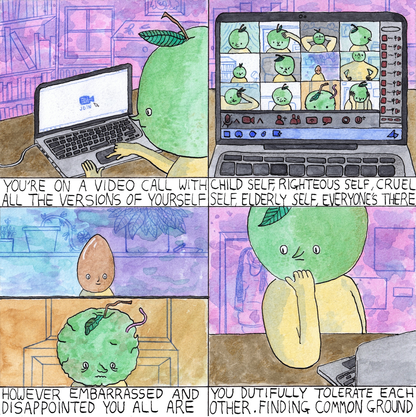 Call comic in four frames by Rob Bidder