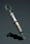 Syringe made of metal (with a slight patina) with a large circular plunger at the end and a thick needle.