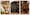 Photographic triptych. Each image is similar and shows a plastic lined cardboard box containing many hair donations, some plaited, some in a pony tail. In each image the open box is photographed from above and fills the frame. In the image on the right the box contains blonde hair, the box in the middle contains dark brown hair and the box on the right contains ginger hair.