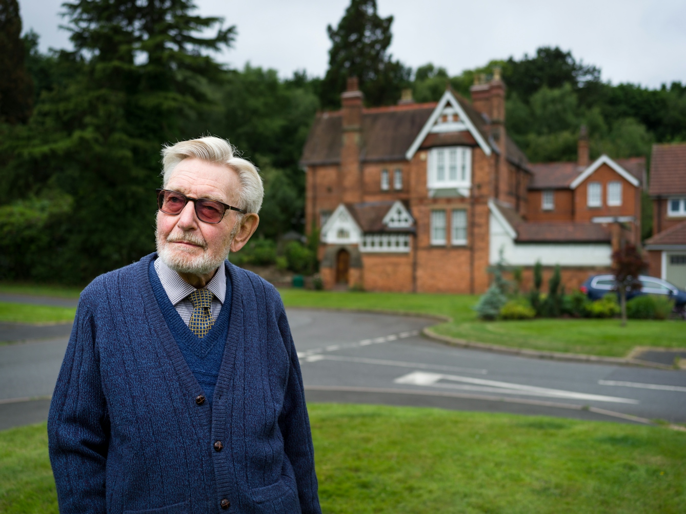 Photographic portrait of Peter Tonks outside the former Rubery Hill Hospital, Birmingham.