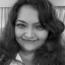Black and white photograph of Swati Joshi