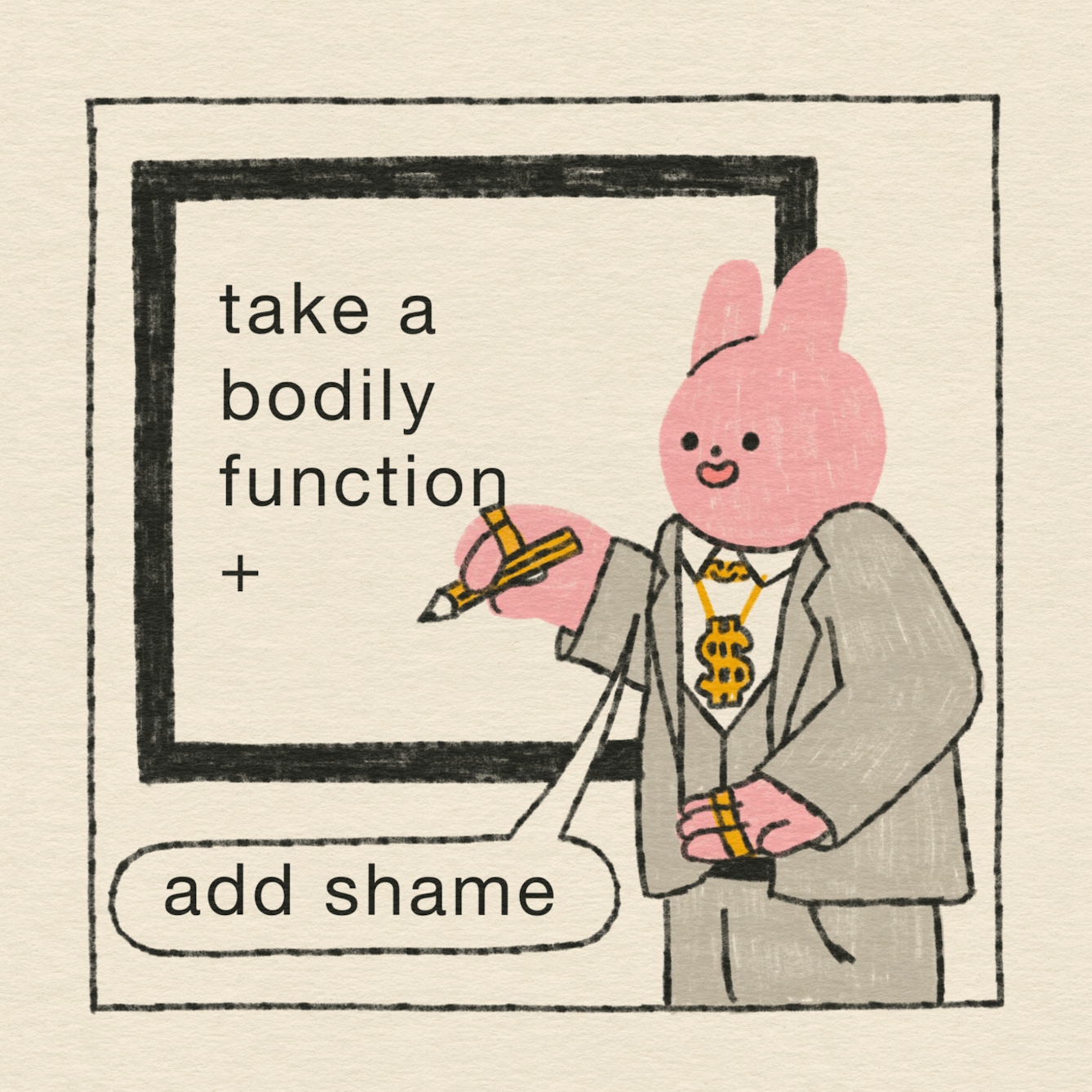 Panel 3 of 4: “And add shame,” says the CEO.