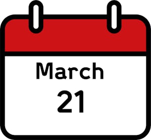 Calendar showing the date March 21.