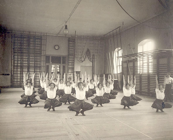 Womens class at the Ling Gymnastics Centre, Stockholm, 1910