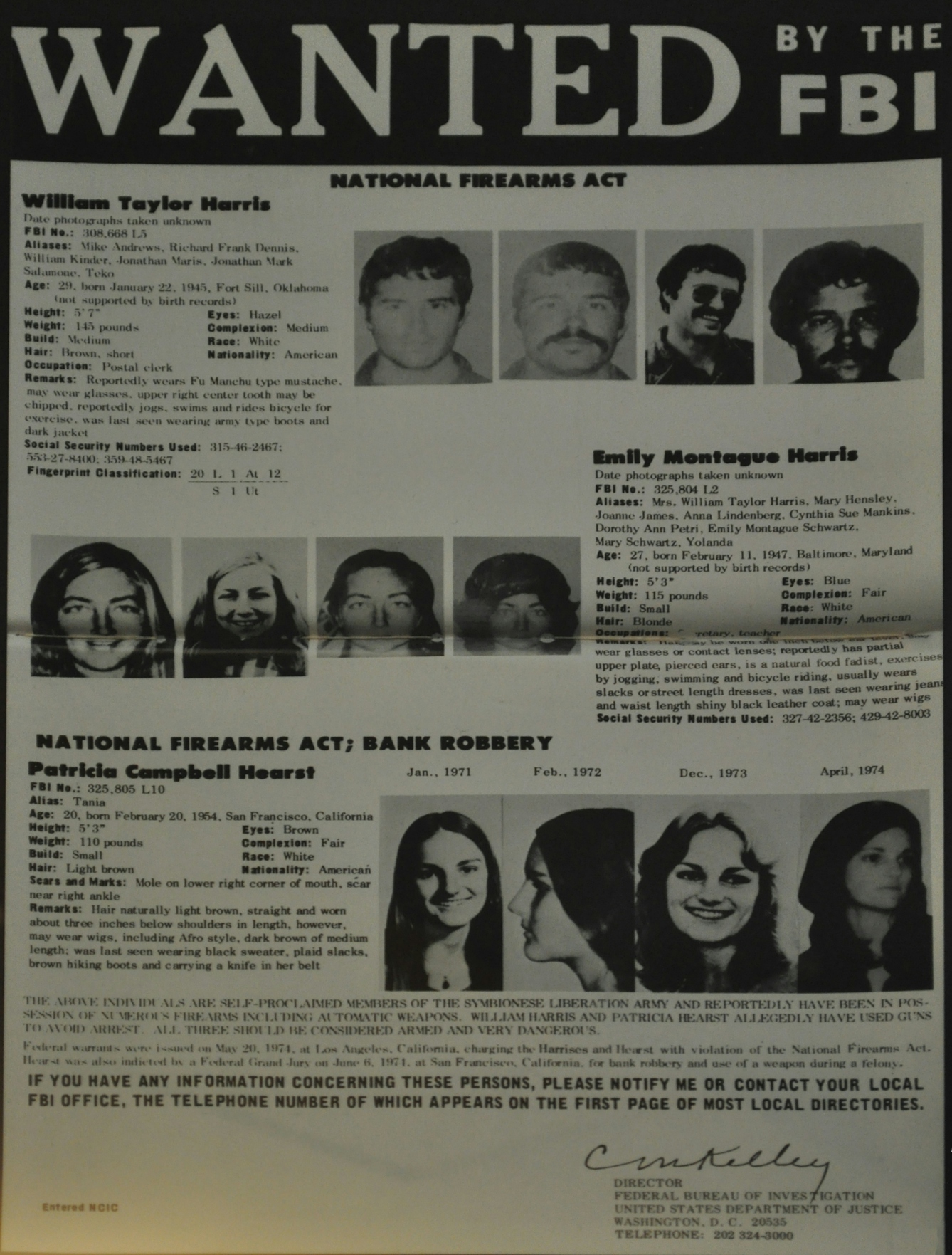 A wanted poster featuring various mugshots of suspects.
