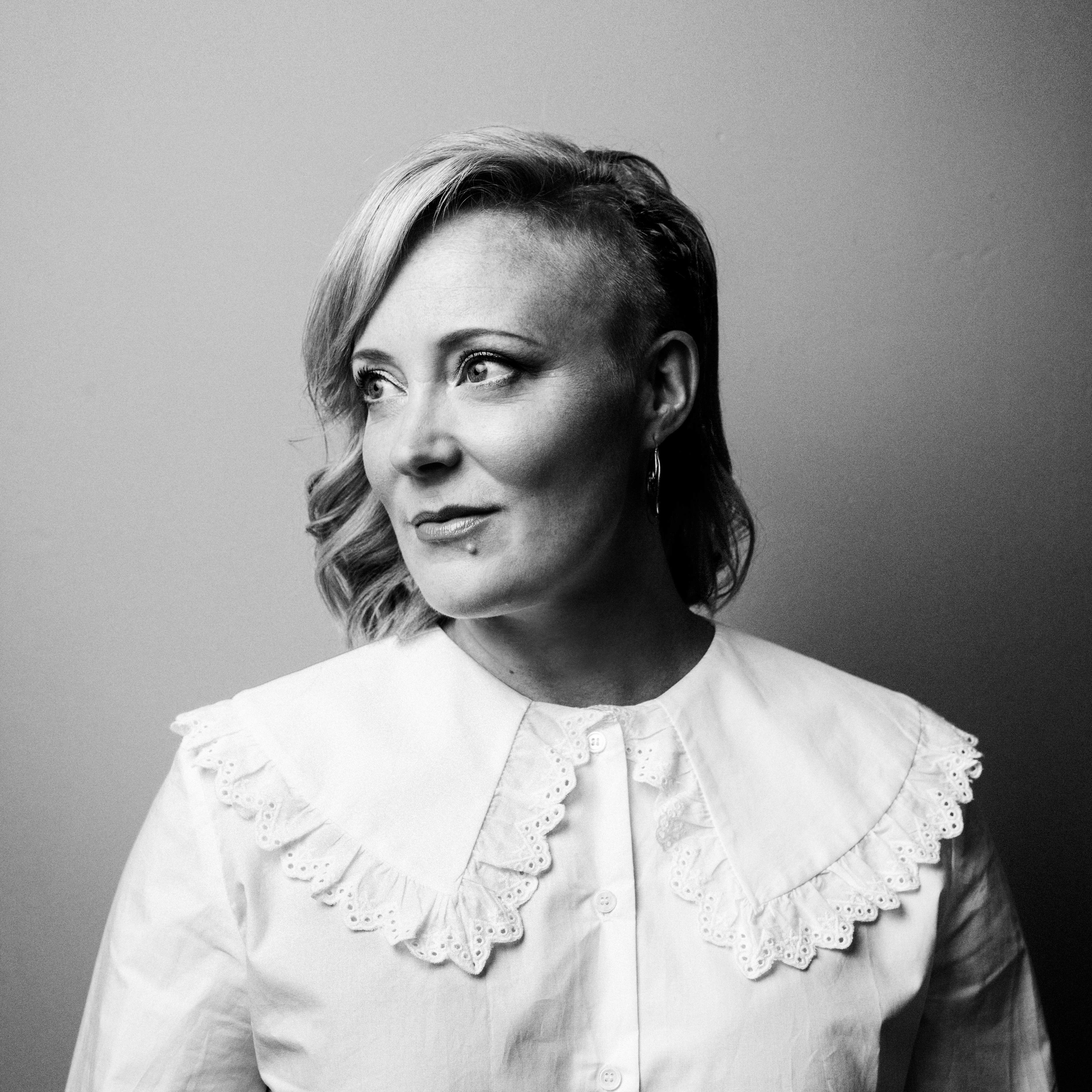 Black and white photograph of Emma Jane Unsworth