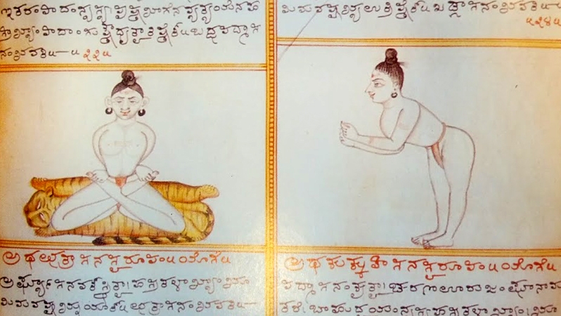 Yoga figures from the Sritattvanidhi manuscript at Mysore Palace
