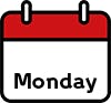 Drawing of a sign saying “Monday”.