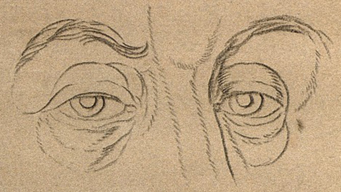 Pencil drawing of a pair of eyes.