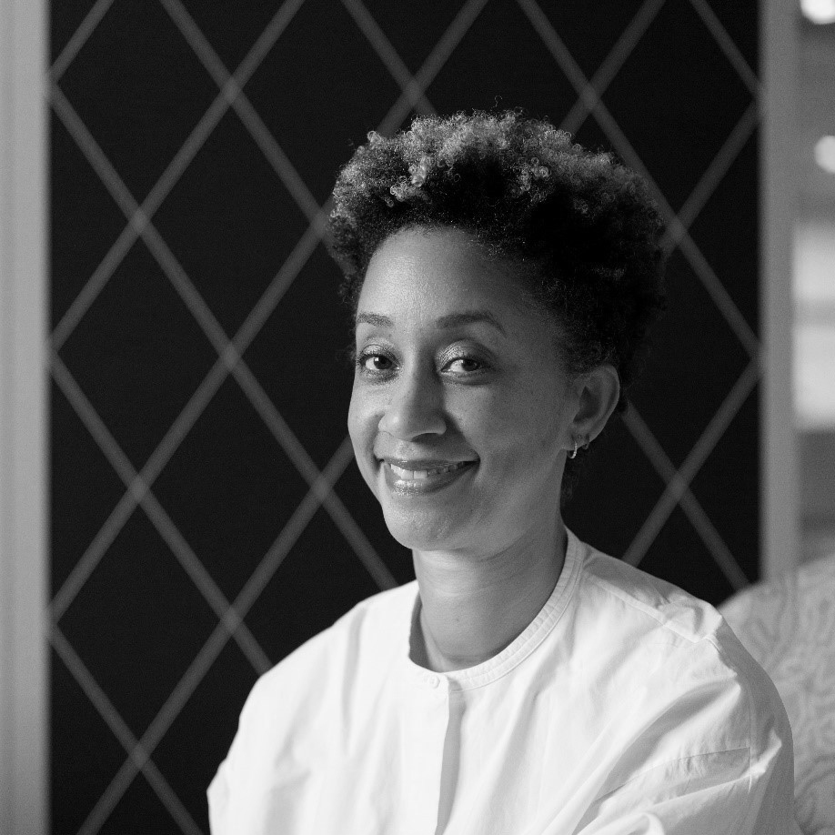 Black and white photograph of Wellcome Collection director Melanie Keen