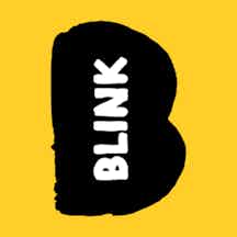 BLINK Dance Theatre logo, a black B with BLINK written inside it on a yellow background.