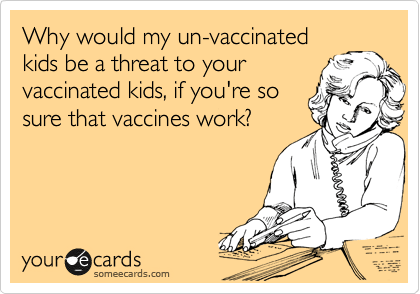 A woman talks to her friend on the phone about their vaccinated and unvaccinated children.