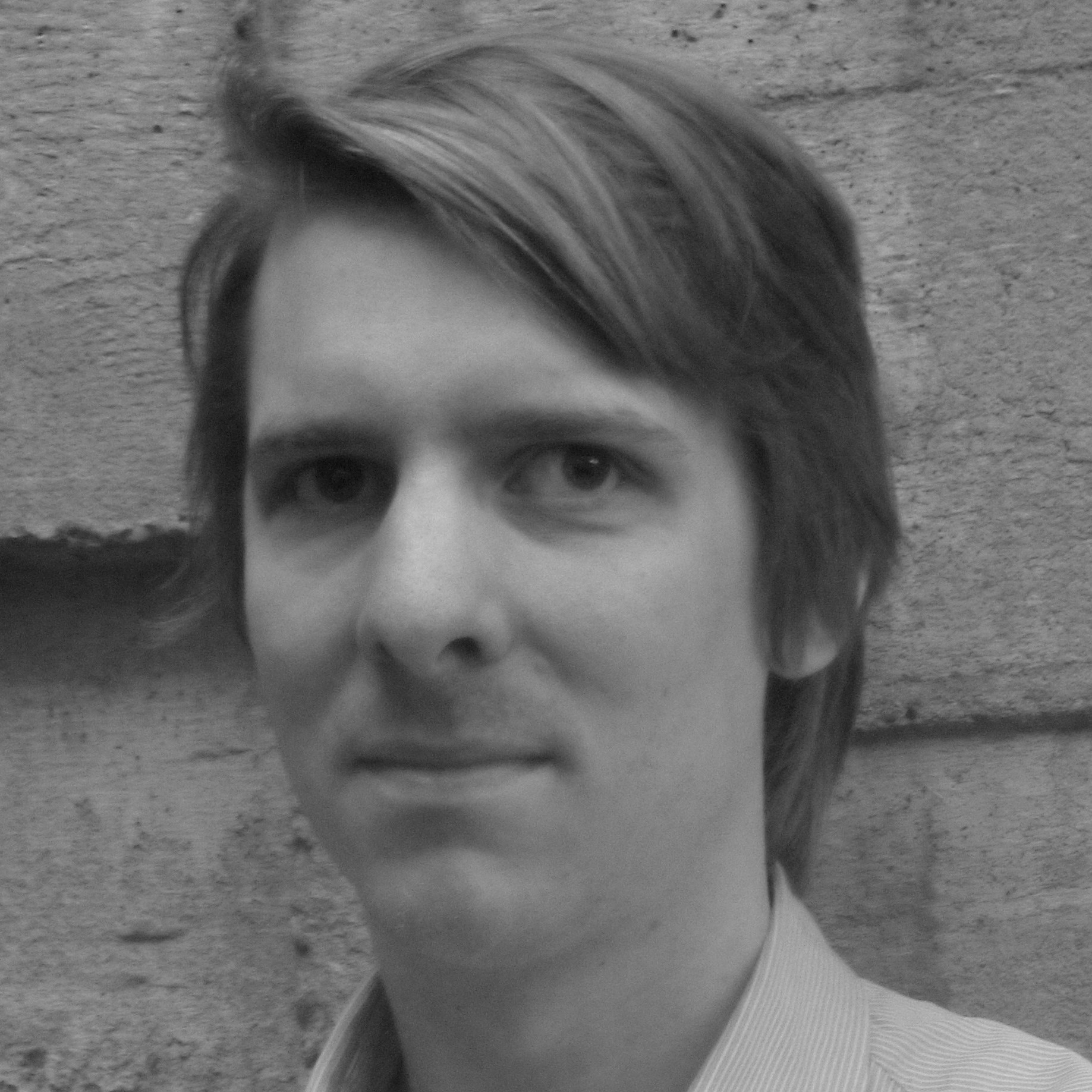 Black and white photograph of Owen Hatherley