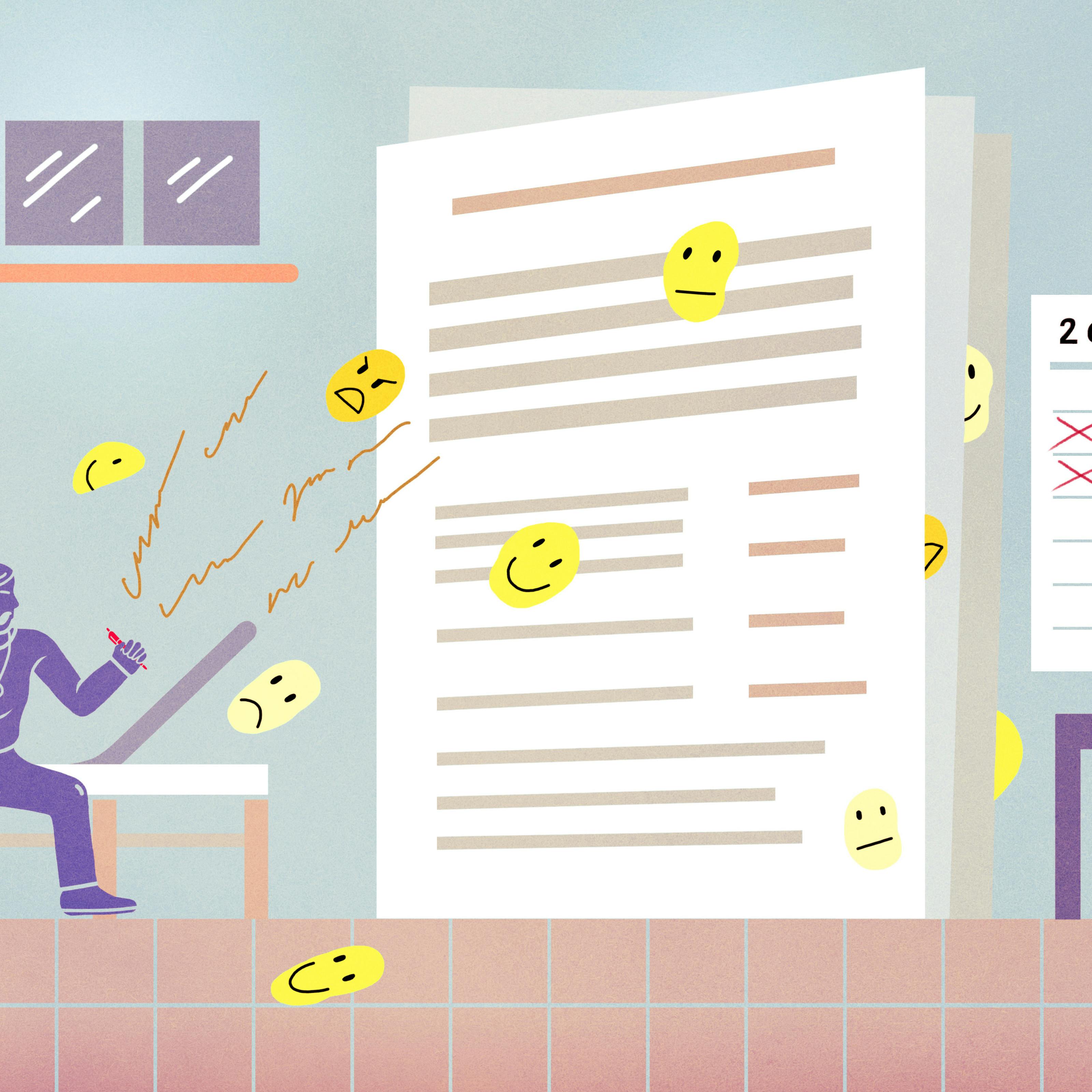 Illustration of a GP trying to jump over an oversized appraisal document with a calendar on the other size flagging up her birthday coming up soon.