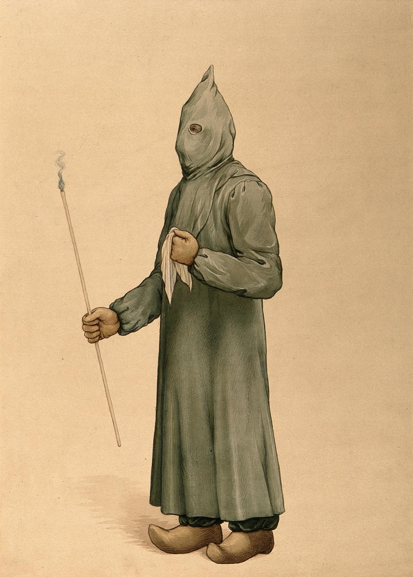 A physician wearing a plague preventive costume in Marseille, 1720