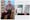 Photograph of an individual sat on a chair in a room, in front of a window. They are looking straight to camera, holding a hat in their hands. Behind them are curtains with a leave motif. To the right of this photograph is another photograph showing a hand holding a family photo. Above and below this image are images of handwritten texts.