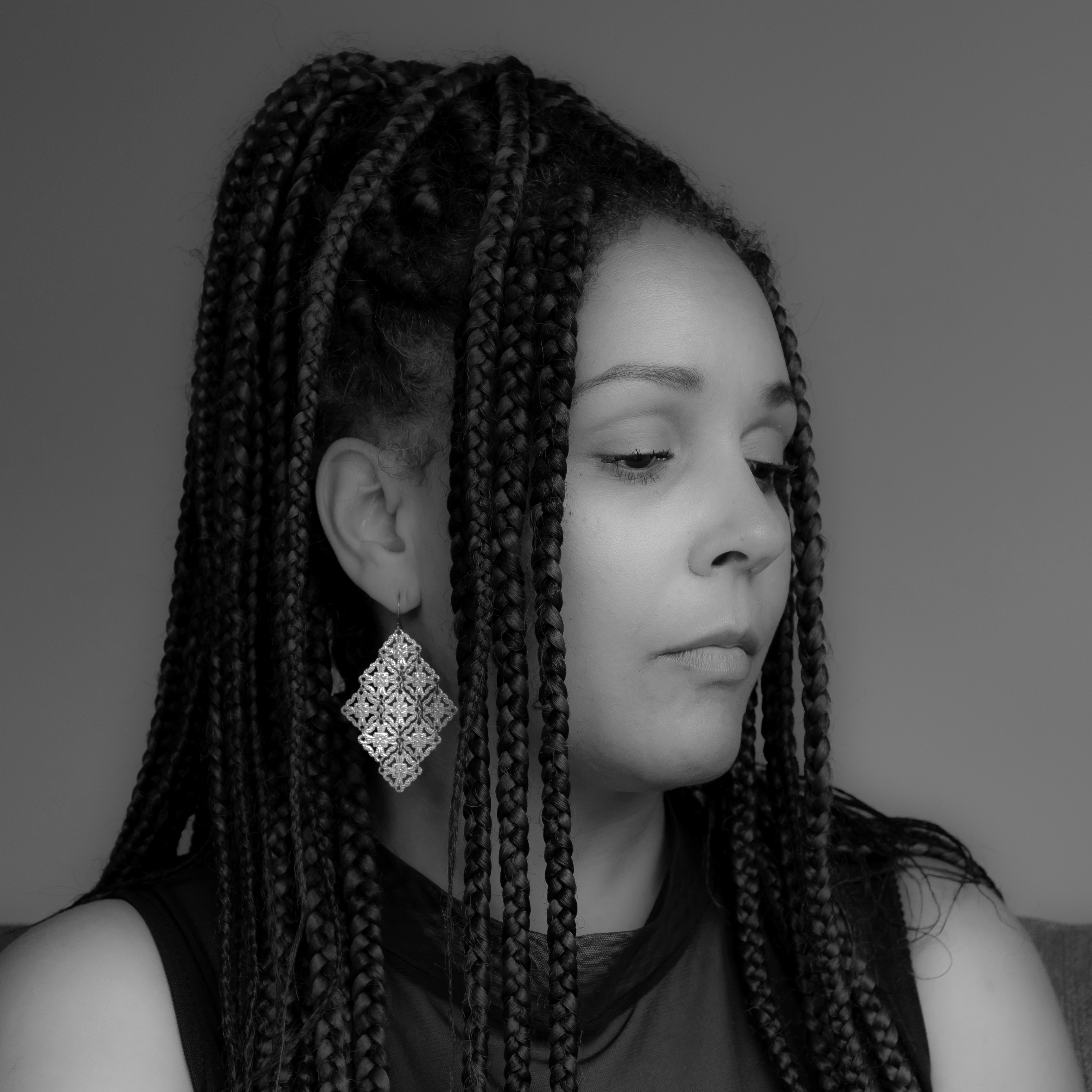 Black and white photograph of writer Louisa Adjoa Parker