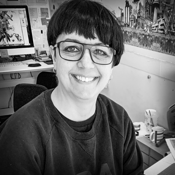 Black and white, head and shoulders portrait of Maria Rivans.