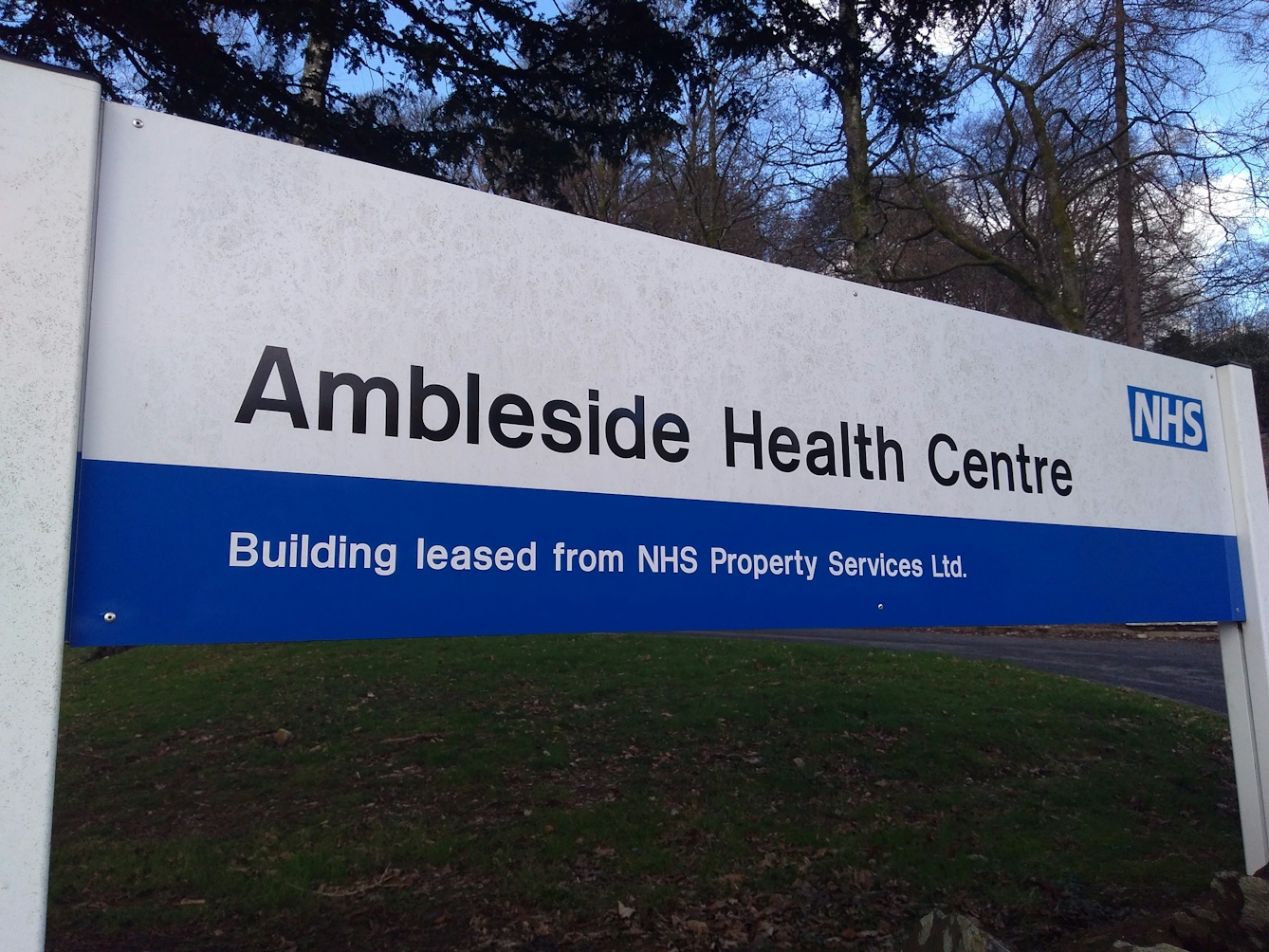 Colour photograph of a sign for Ambleside Health Centre