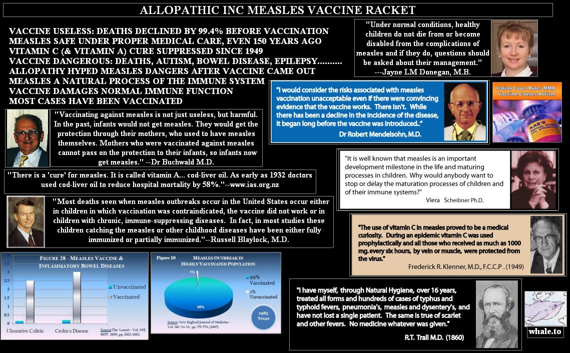 A crowded page of quotes and pictures attempts to refute the effectiveness of allopathic vaccines