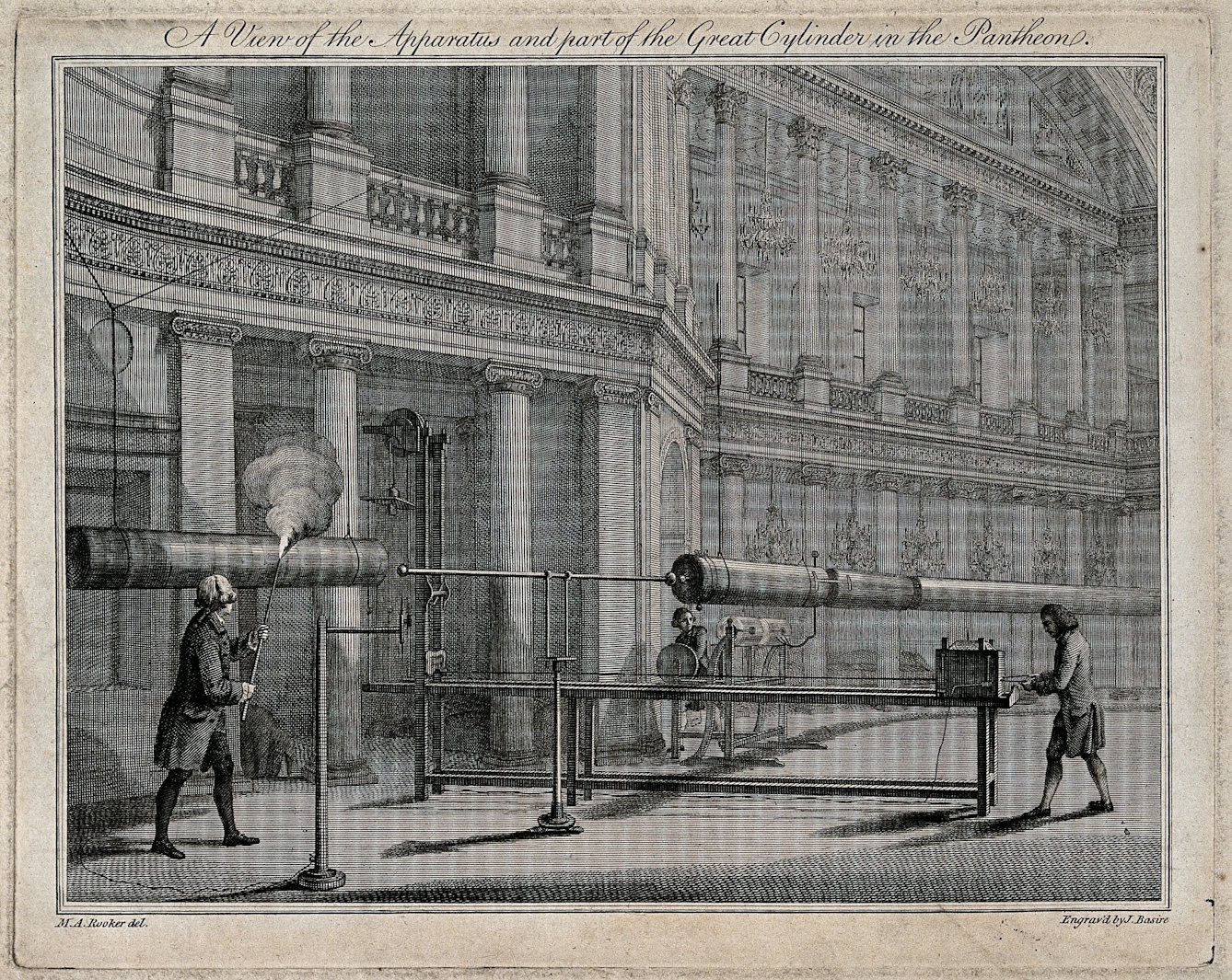 This illustration probably depicts Benjamin Wilson’s electrical demonstration of 1777 for King George III.
