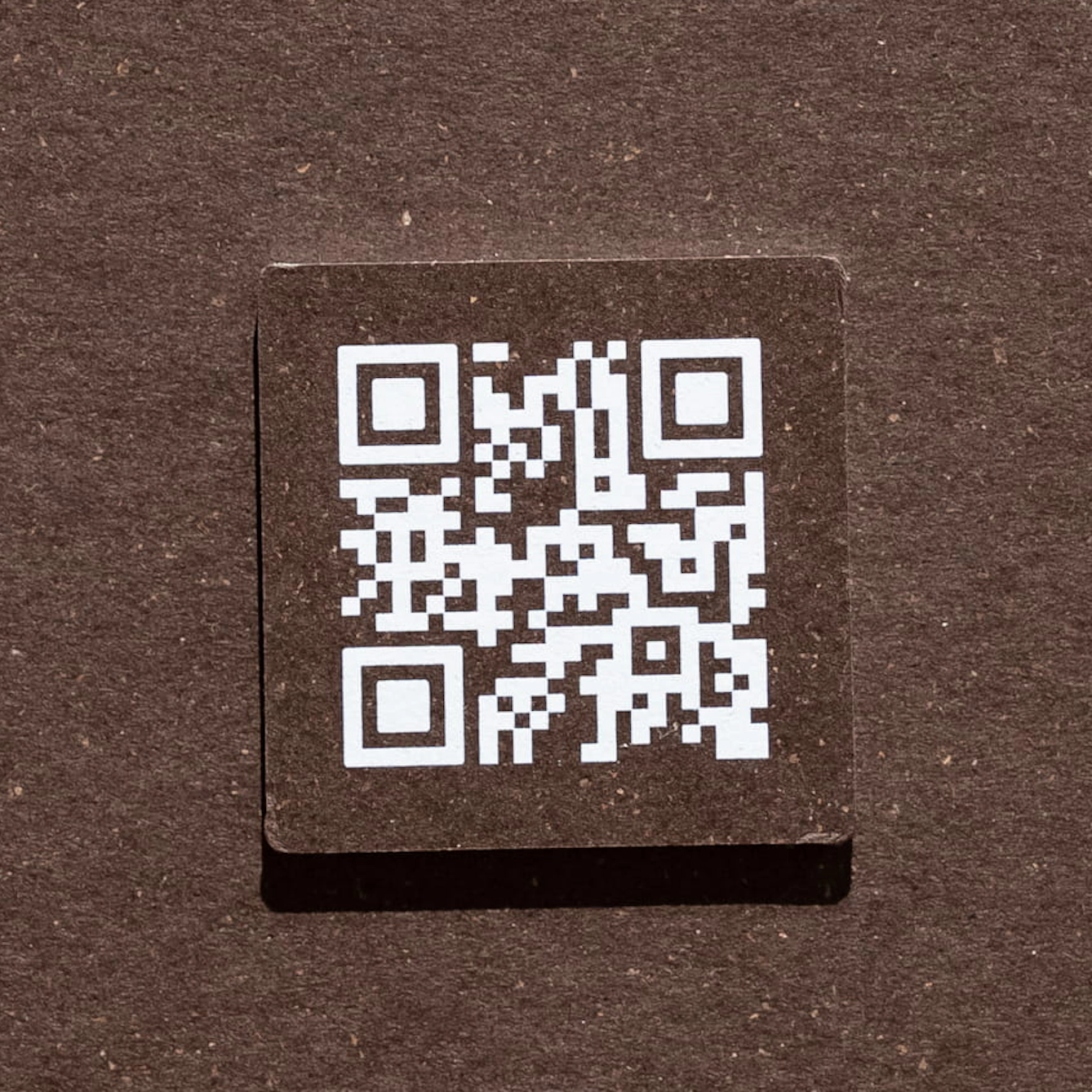 Circular marker with a QR code and the number 1, mounted on a dark green wall.