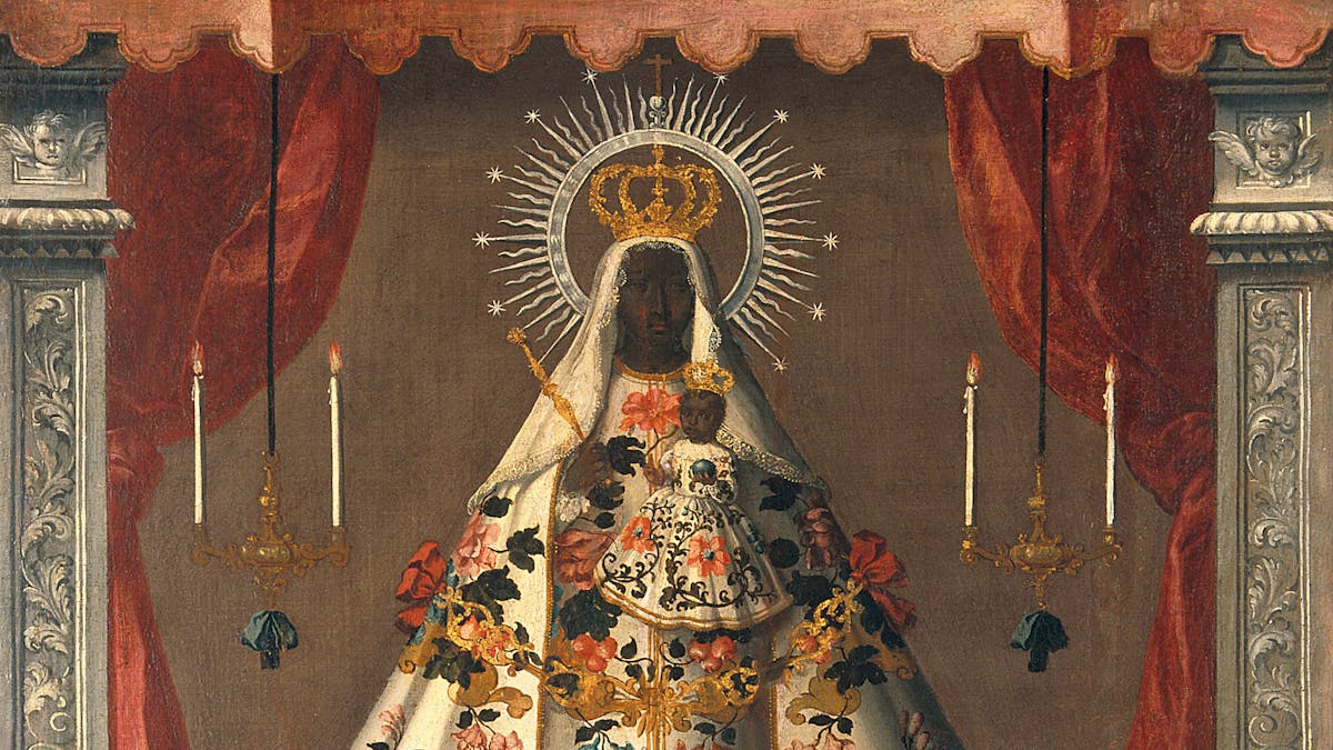 Painting of Our Virgin and Child of Guadalupe displayed in Medicine Man Gallery, bought by Henry Wellcome before 1936, the year of his death