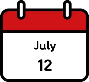 Calendar showing the date July 12