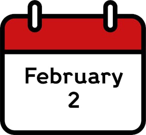 Calendar showing the date February 2