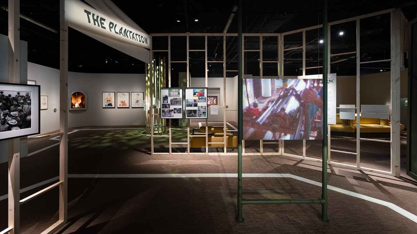 A photograph showing 'Gestures of Labour', a film by Adelita Husni Bey