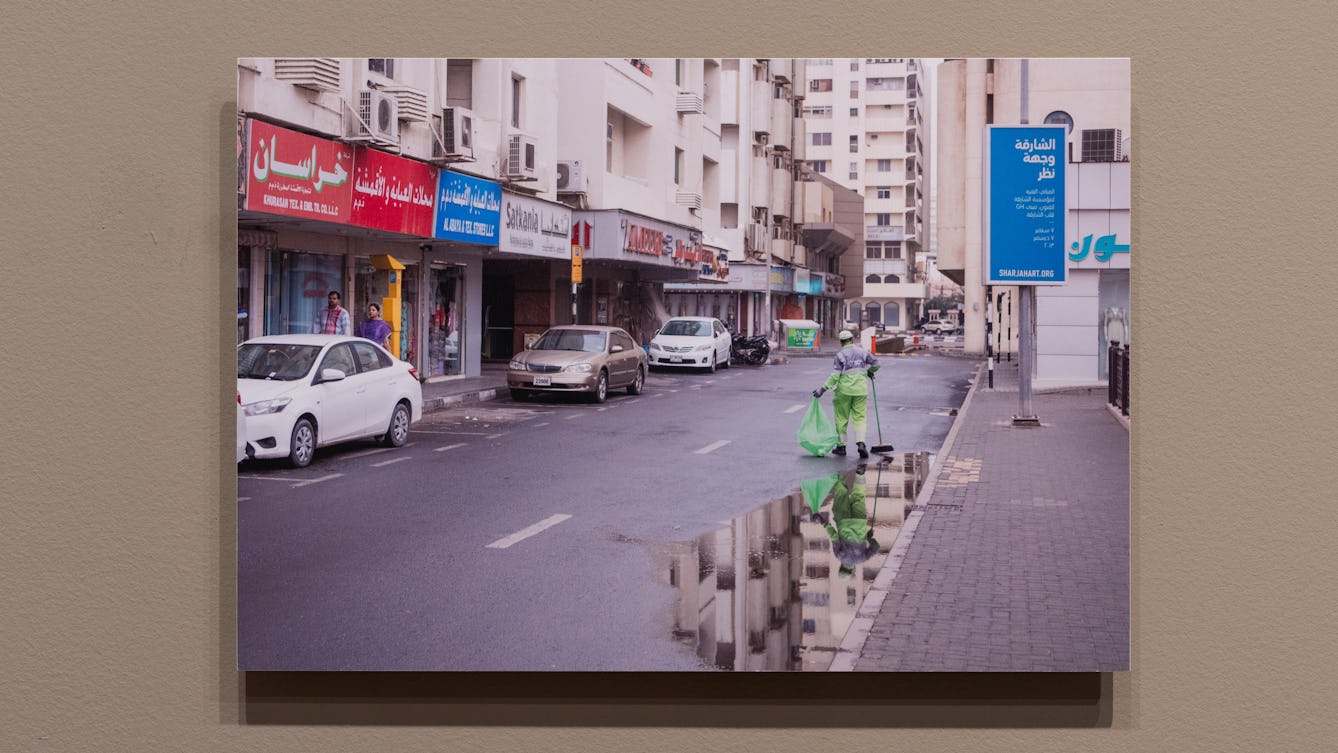 A photograph of 'Sweeping' by the artist Vikram Divecha. It is on display in our exhibition Hard Graft.