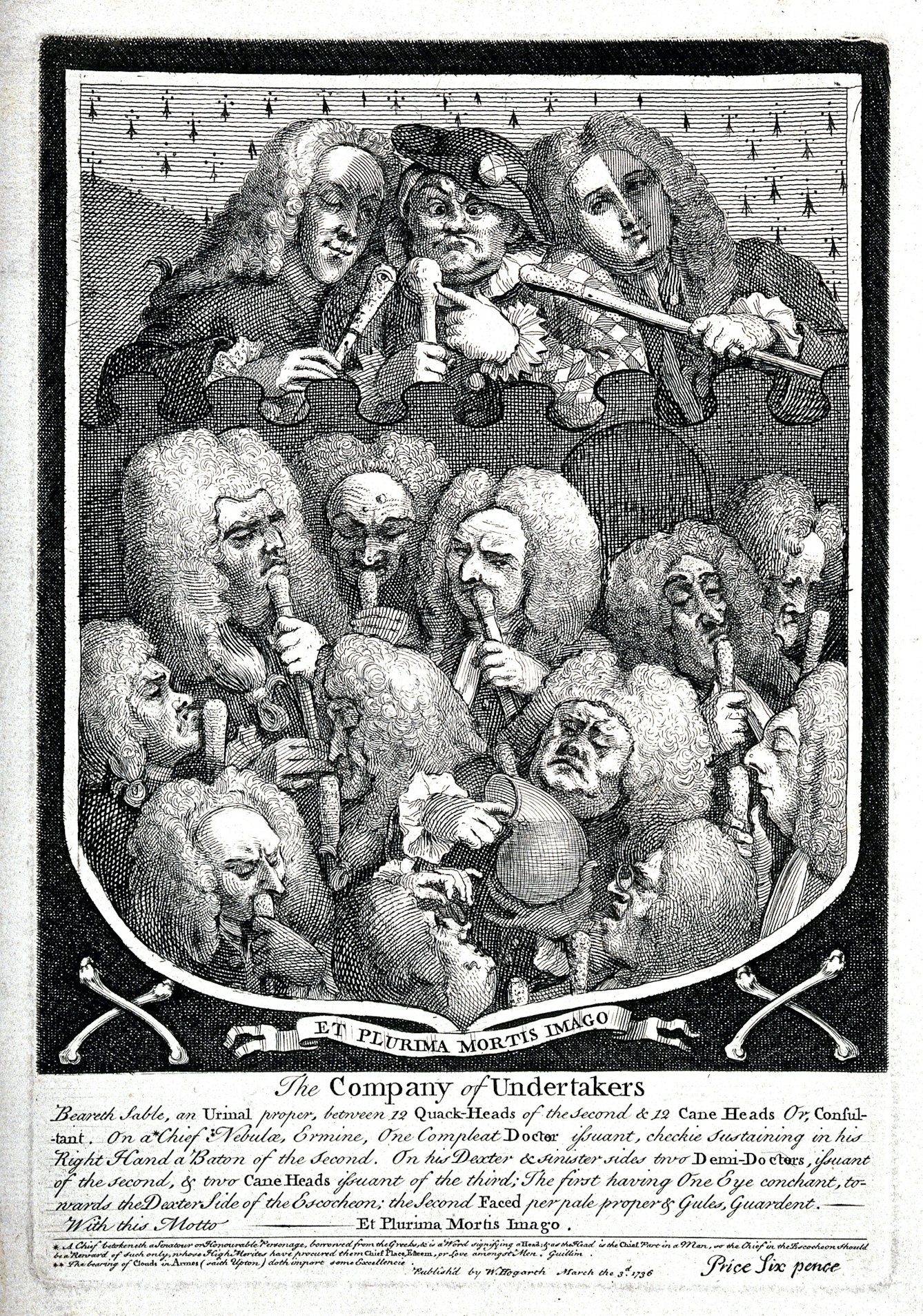 A caricature of various doctors and sellers of medicine, labelled as "The Company of Undertakers".
