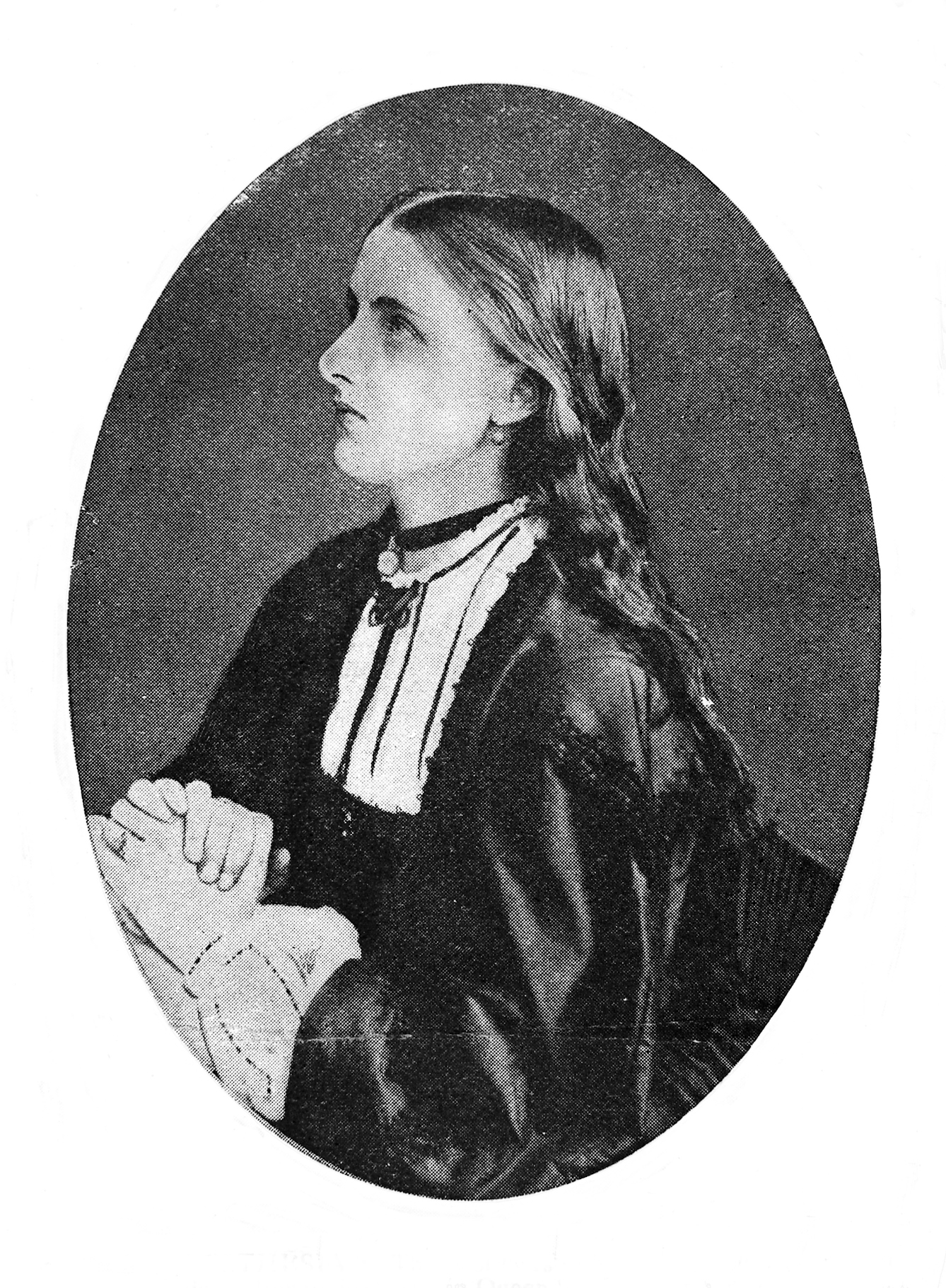 Black and white photographic portrait of a young woman