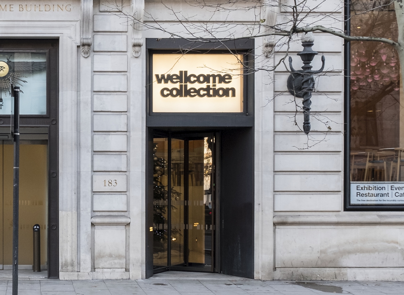 A revolving door entrance to Wellcome Collection museum.