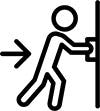 Icon of a person closing a door