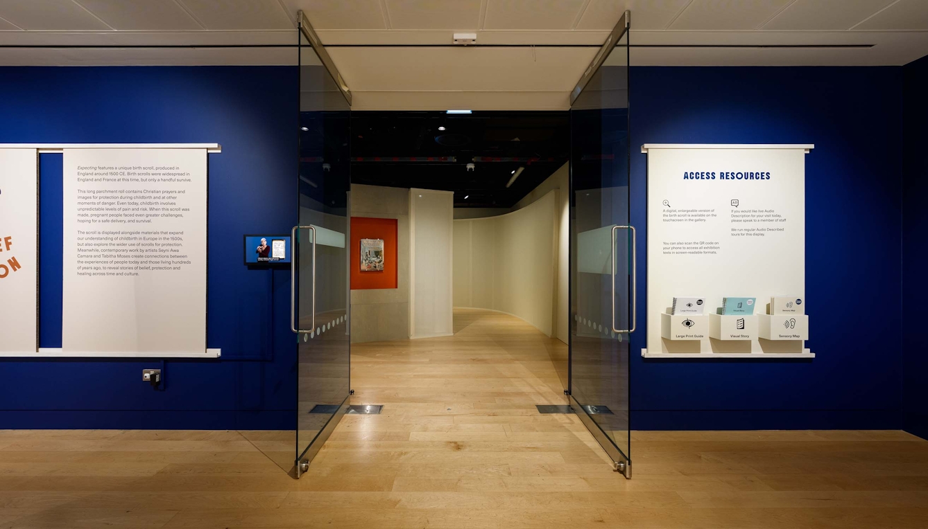 Entrance to Gallery 3 at Wellcome Collection with the doors open.