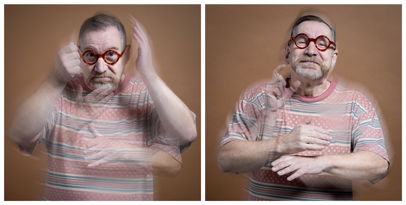 A second diptych of Peter Brown, in the same style as before but showing different poses and expressions.