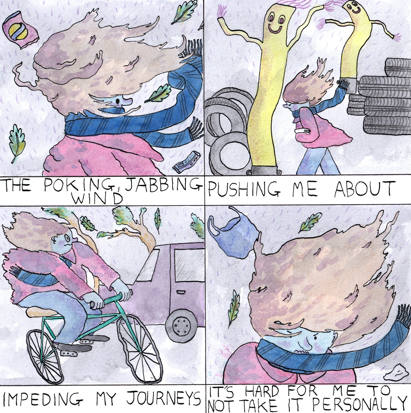 Wind comic by Rob Bidder in four frames