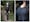 Photographic diptych. The image on the left shows a full length view of a woman who is wearing dark blue knitted top with buttons down the front, a thy length black skirt, dark tights and light blue beret. She is standing looking straight at the camera, with her hands by her side, left foot slightly in front of the other. In the background can be seen a dark park or woodland scene with a footpath disappearing into the distance. On either side of the path is green vegetation and tree trunks. The image on the right shows a close-up of the same woman in the same dress, concentrating on her torso which is slightly angled to the camera.