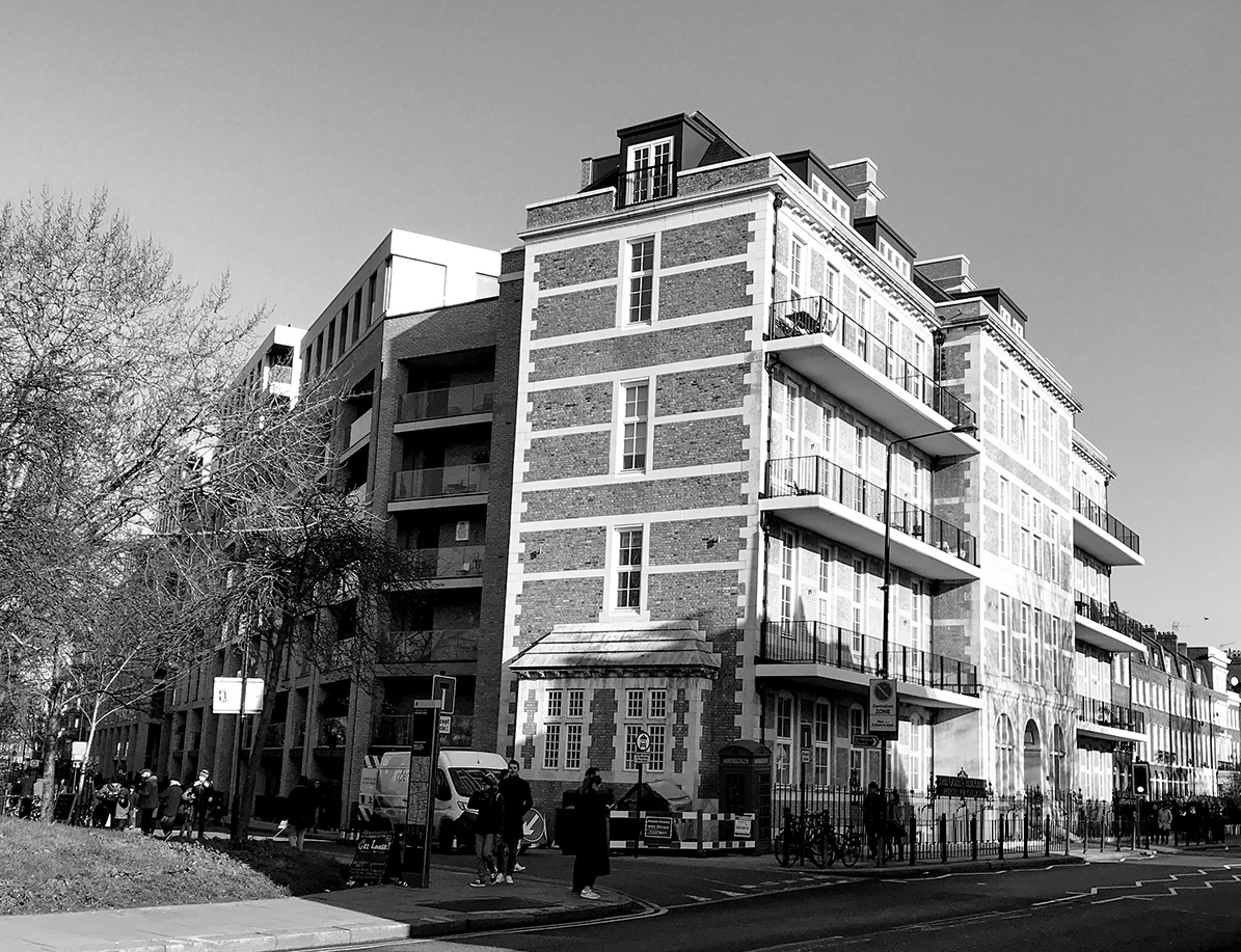 A black and white photograph of the exterior building of the former North-Eastern Hospital for Children, London.